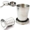 Stainless Steel Folding Cup Camping Mug Collapsible Drink Glass Tumbler with Lid Keychain