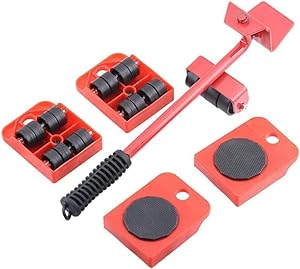 Furniture Lifter Mover Tool Set Heavy Duty Furniture Lifter Mover Tool Set, Furniture Moving Roller Wheel Set for Washing Machines, Fridge,Sofa, Wardrobes Adjustable Height