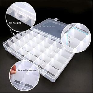 32 Grids Clear Plastic Jewelry Box Organizer Storage Container with Removable Dividers