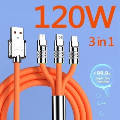 120W Charger Cable Fast Charging 3 In 1